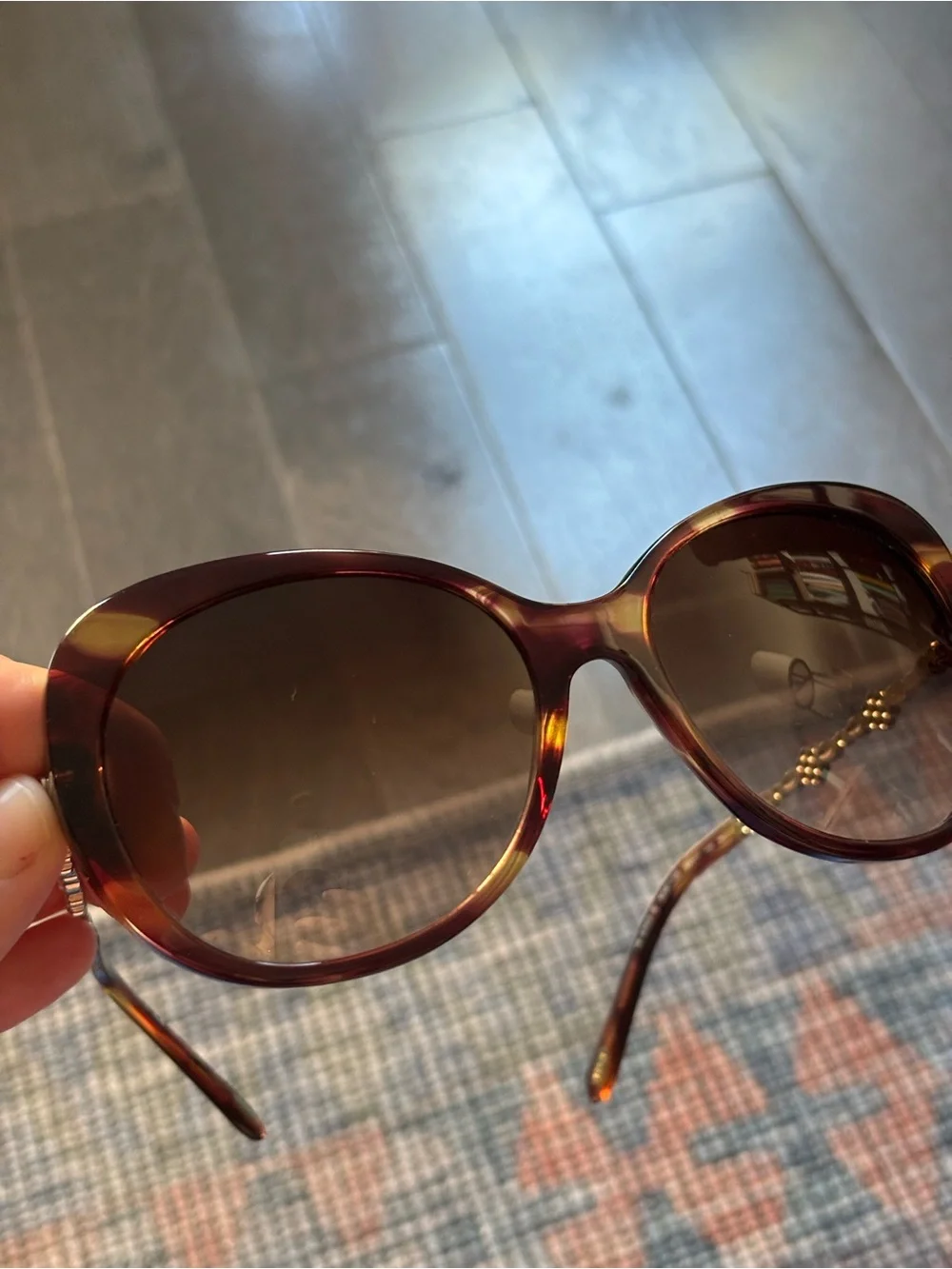 Tiffany & Co. Women's Tortoise Shell Sunglasses with Crystal-Embellished Temples